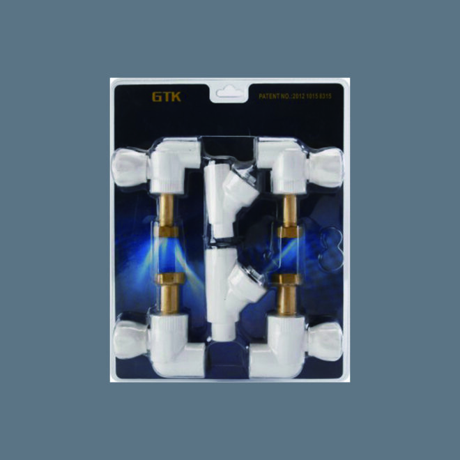 PP-R 90° long external wall mounted stove valve assembly E-2