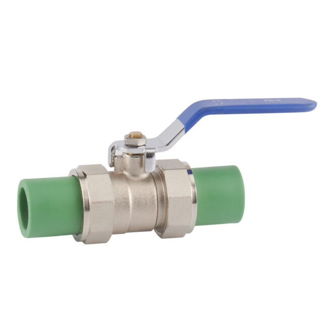 Brass alloy ball valve with union adaptor and two fusion ends