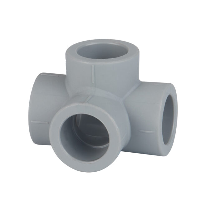Three-dimensional four-way piece